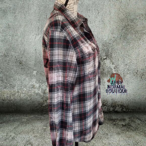 Custom Flannel Shirt, Gothic Skull Coffee Pot Grunge Button-Up Medium - Picture 6 of 11